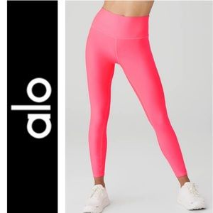NWT💕ALO 7/8 High-Waist Airlift Legging in Fluorescent Pink Coral Size S